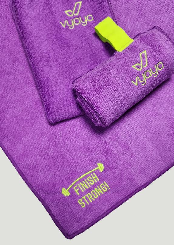 VYAYA Gym Towel - Work out, exercise, Activewear, microfibre - Purple